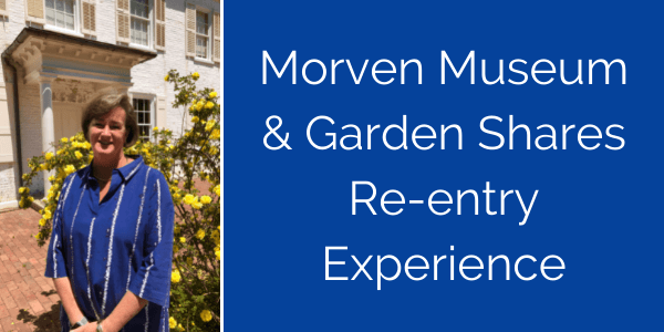 Portrait photo of Morven Museum & Garden Executive Director Jill Barry at the front entrance/facade of the Morven Museum & Garden main building.